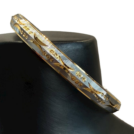 Elegant 925 Sterling Silver Kada for Men – Dual Tone (Golden & Silver Finish)