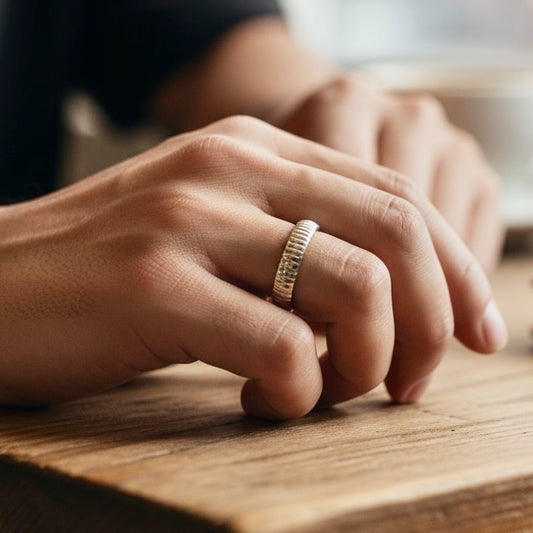 Classic 925 Silver Band Ring for Men – Textured Finish