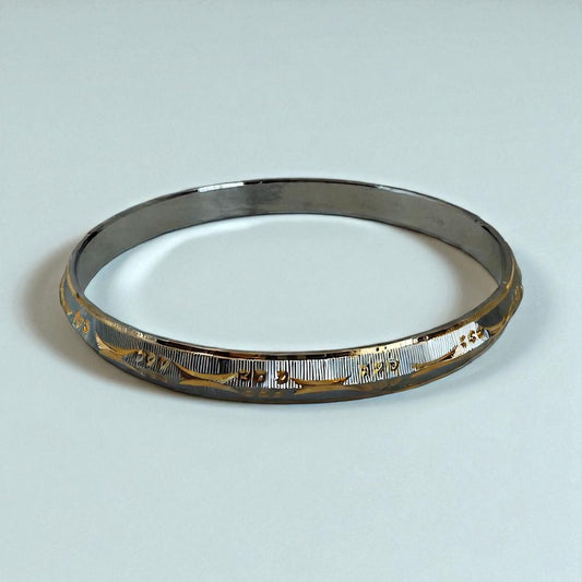 Elegant 925 Sterling Silver Kada for Men – Dual Tone (Golden & Silver Finish)