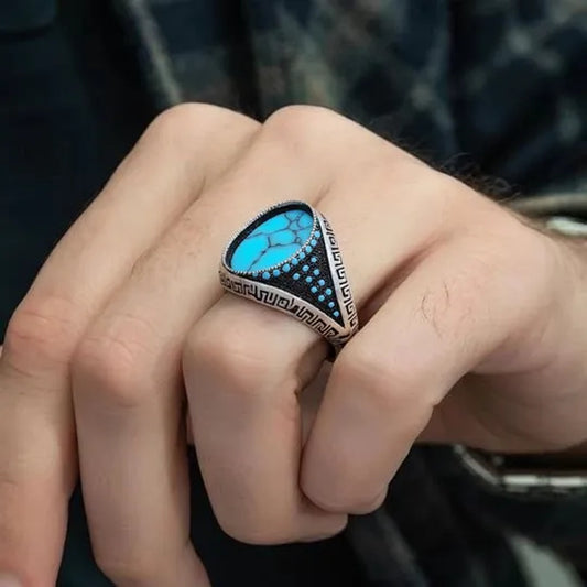 Turkish Sapphire Sterling Silver Men's Ring